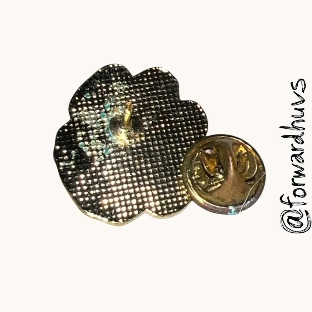 Purple & Yellow Enamel Paw Print Gold Tone Lapel Pin